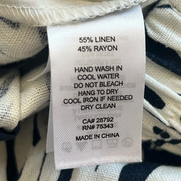 Sigrid Olsen black & white tropical floral linen blend cropped pants size 2 - Picture 7 of 7